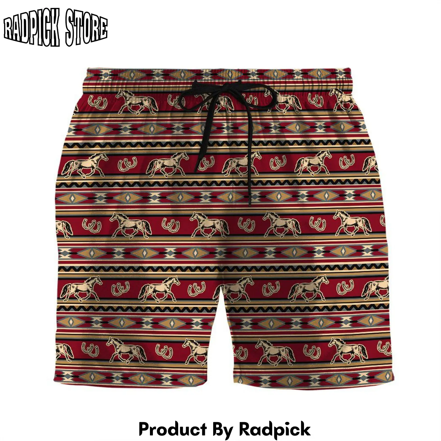 Radpick 3d horse southwestern native american custom beach shorts swim trunks rp631447